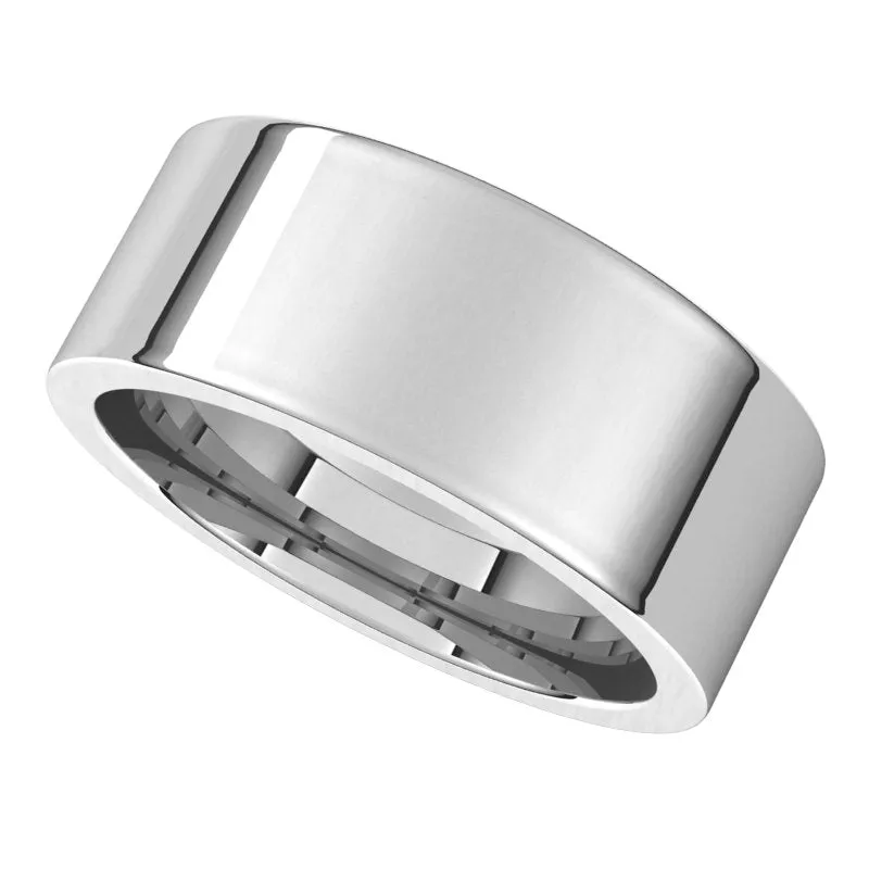 14K White Gold 8 mm flat comfort fit Wedding Band
