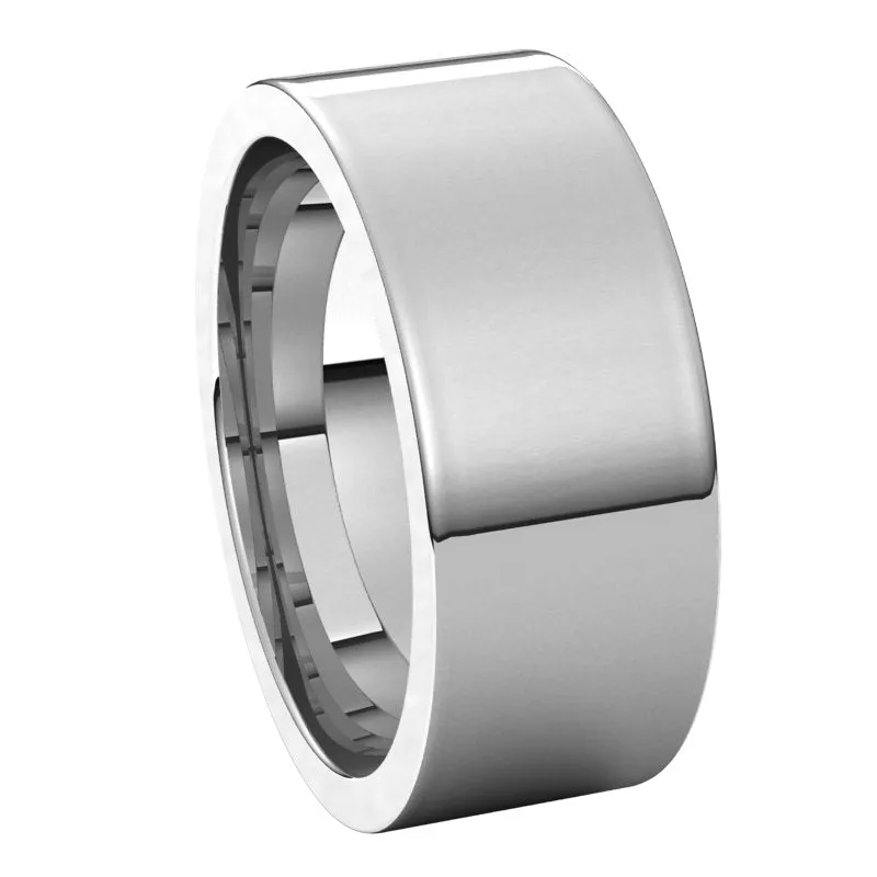 14K White Gold 8 mm flat comfort fit Wedding Band