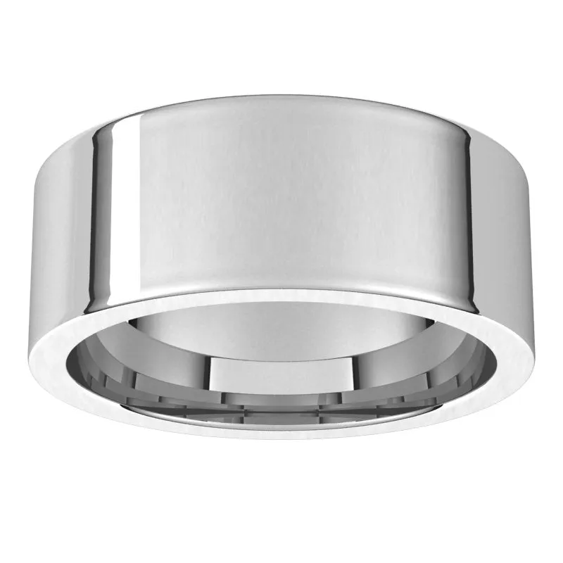 14K White Gold 8 mm flat comfort fit Wedding Band