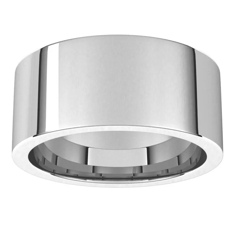 14K White Gold 9 mm flat comfort fit Wedding Band