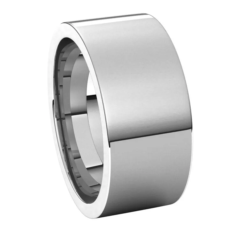 14K White Gold 9 mm flat comfort fit Wedding Band