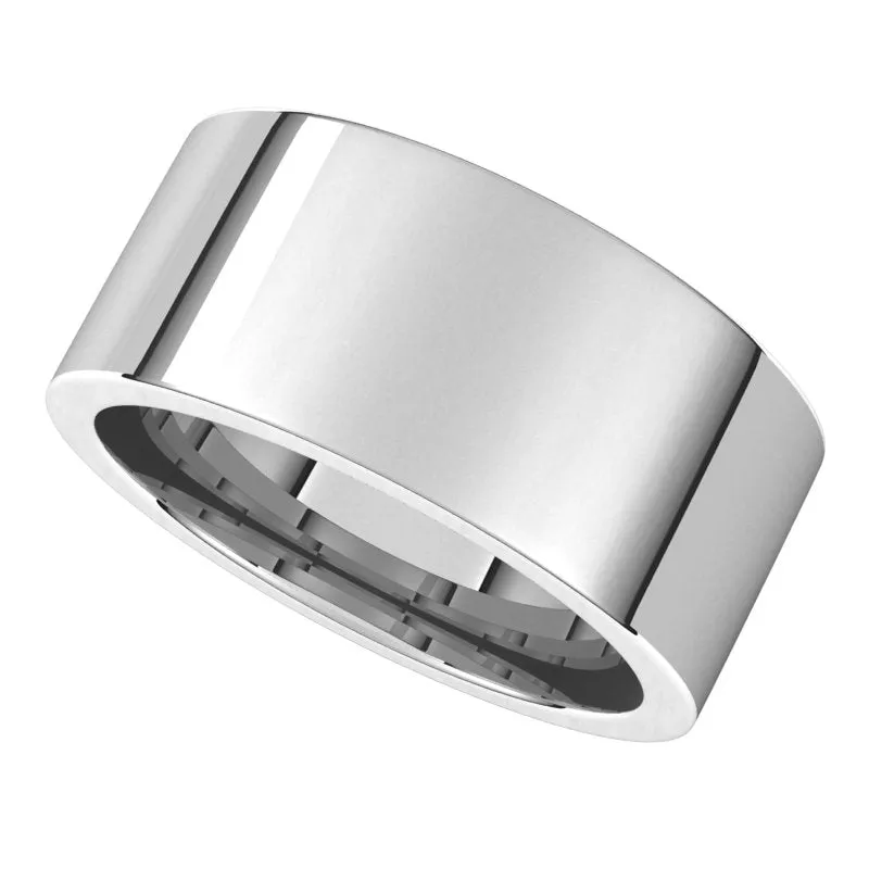 14K White Gold 9 mm flat comfort fit Wedding Band