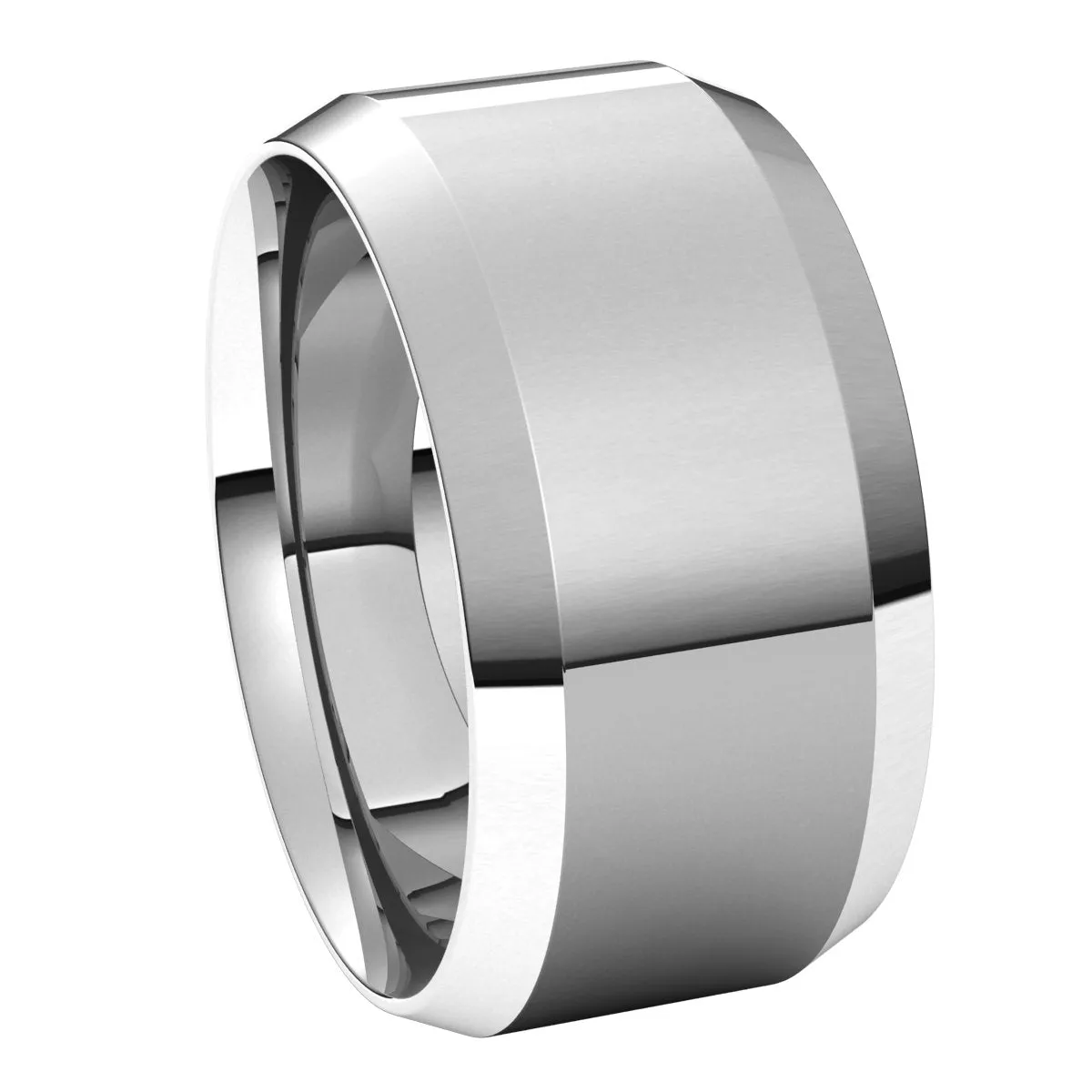 14K X1 White 10 mm Beveled Edge Comfort Fit Light Band