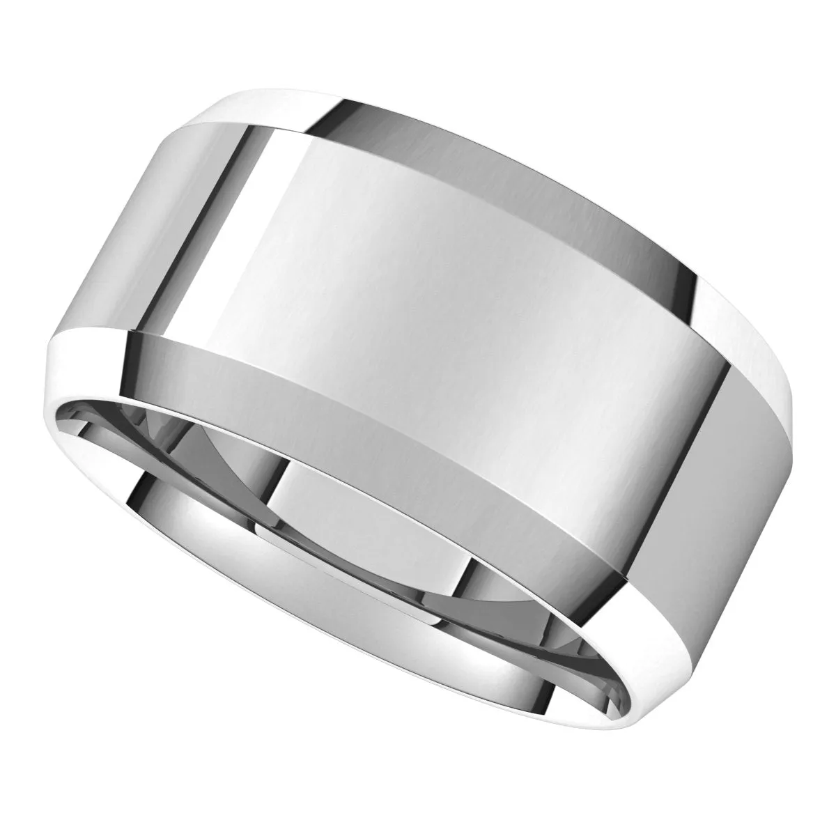 14K X1 White 10 mm Beveled Edge Comfort Fit Light Band