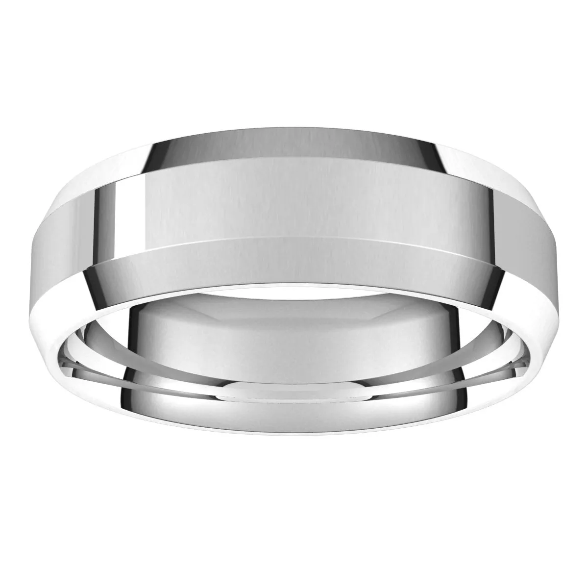 14K X1 White 6 mm Beveled Edge Comfort Fit Light Band