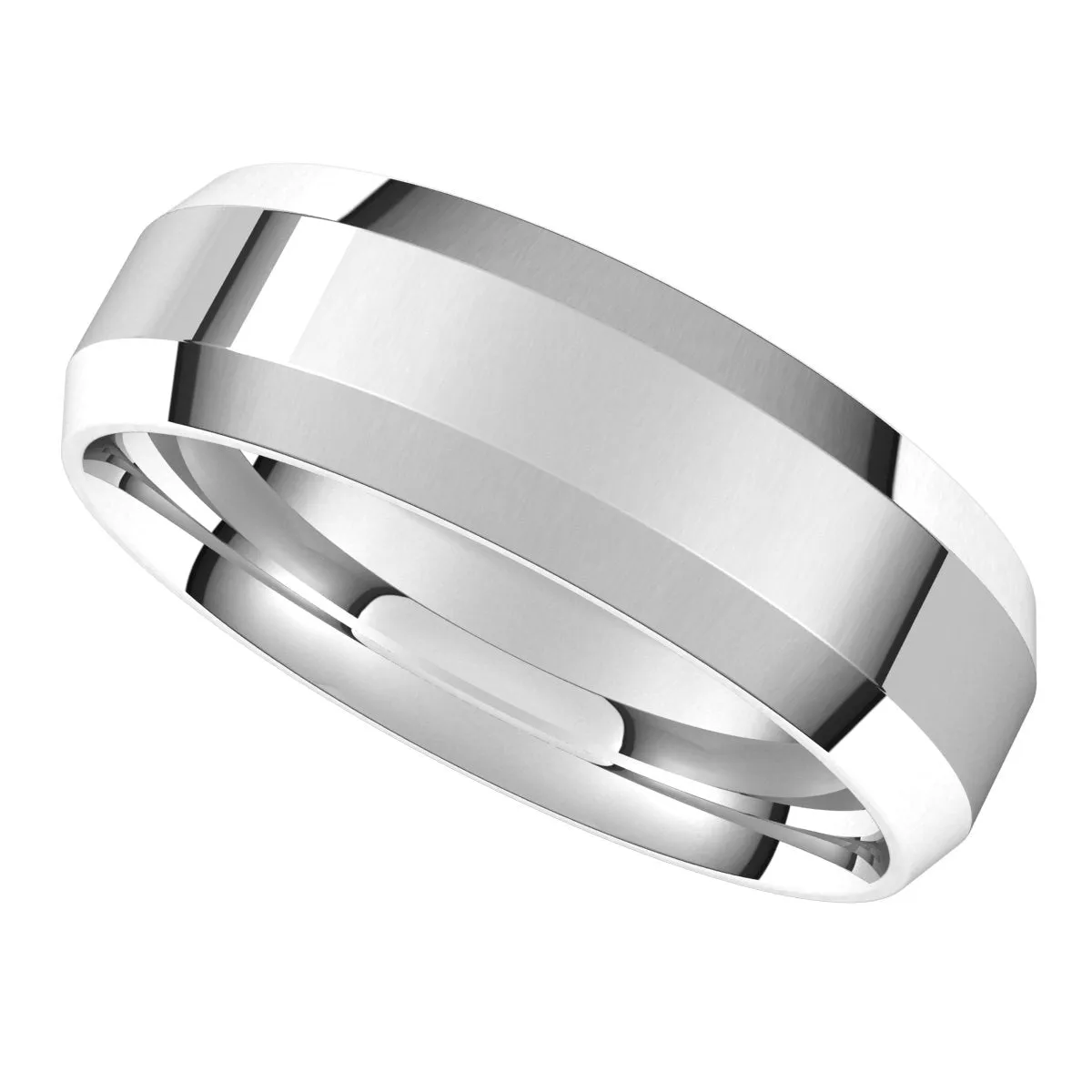 14K X1 White 6 mm Beveled Edge Comfort Fit Light Band