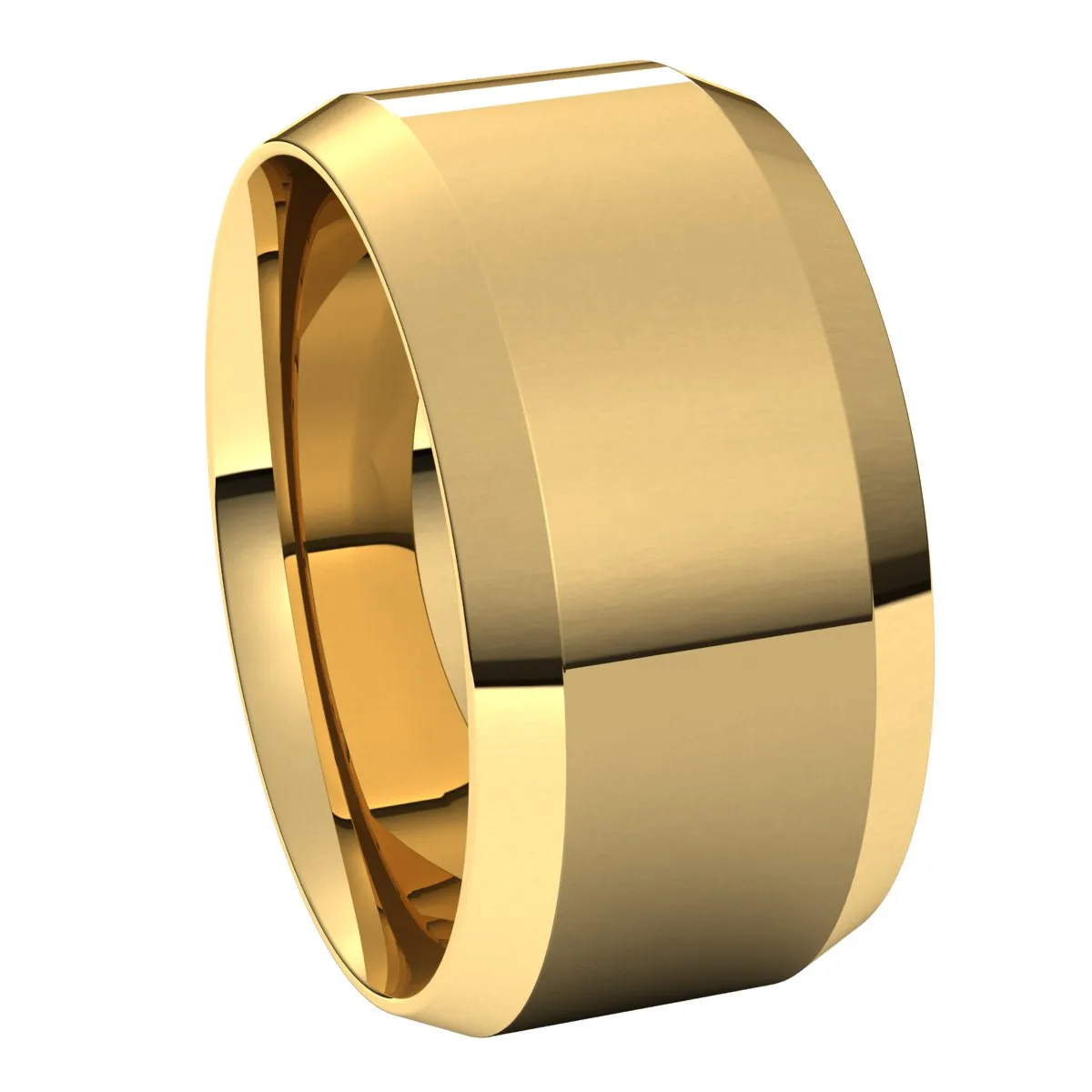 14K Yellow 10 mm Beveled Edge Comfort Fit Light Band