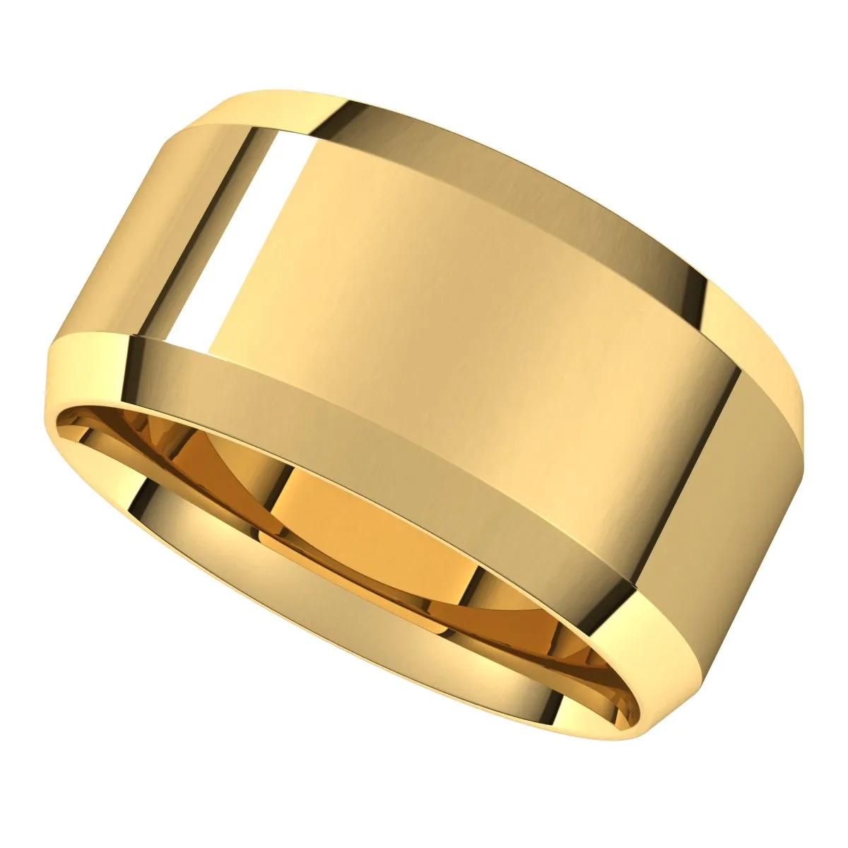 14K Yellow 10 mm Beveled Edge Comfort Fit Light Band