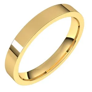 14K Yellow 3 mm Flat Comfort Fit Light Band Size 6