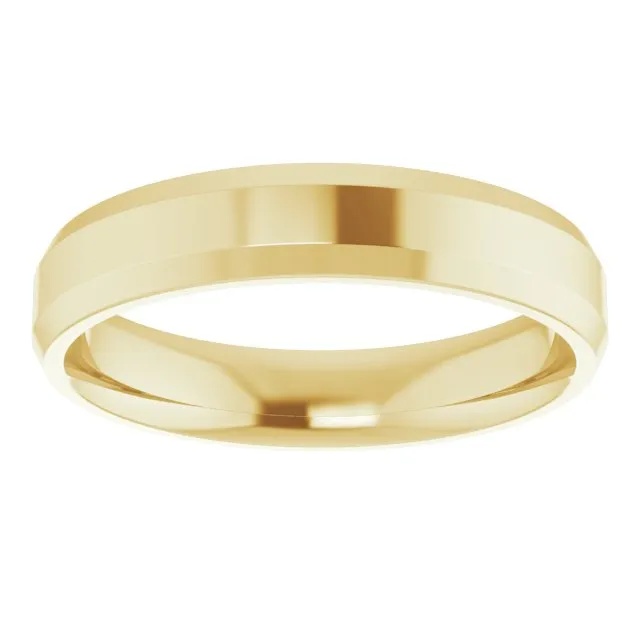 14K Yellow 4 mm Beveled Edge Comfort Fit Light Band