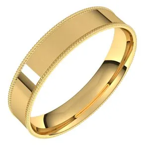 14K Yellow 4 mm Milgrain Flat Comfort Fit Band Size 11