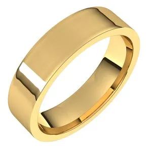 14K Yellow 5 mm Flat Comfort Fit Light Band Size 10