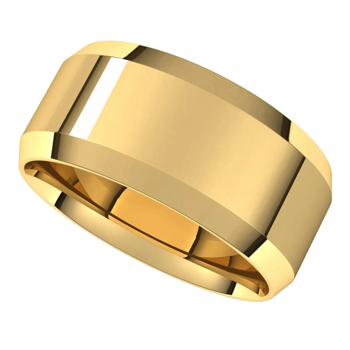 14K Yellow 9 mm Beveled Edge Comfort Fit Light Band