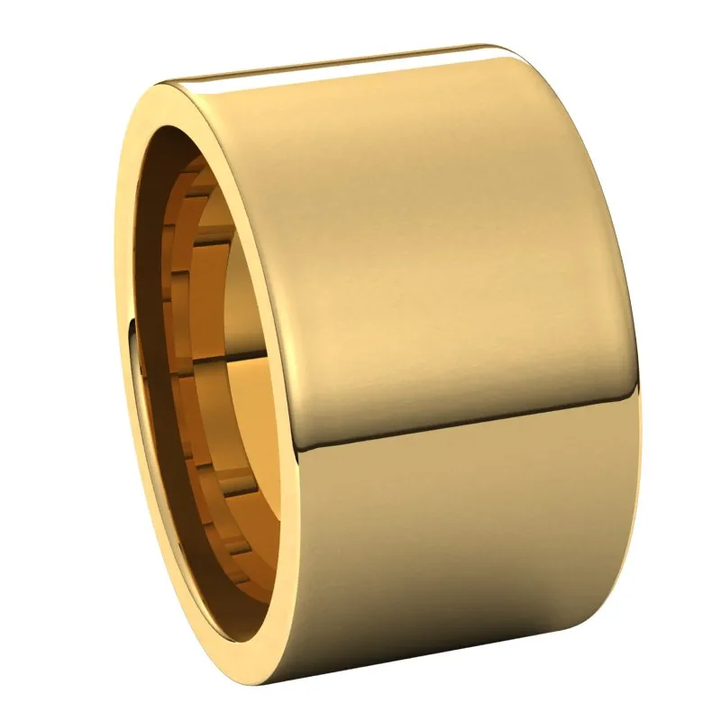 14K Yellow Gold 12 mm flat comfort fit Wedding Band
