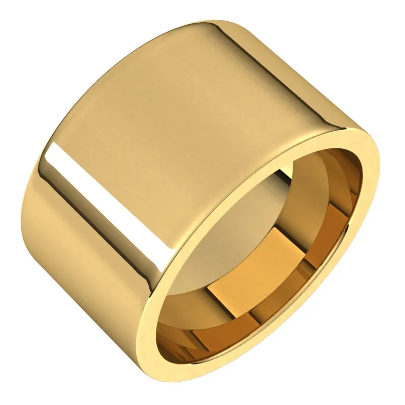 14K Yellow Gold 12 mm flat comfort fit Wedding Band