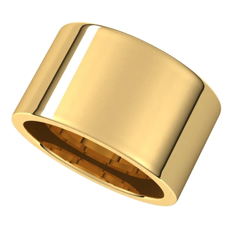 14K Yellow Gold 12 mm flat comfort fit Wedding Band
