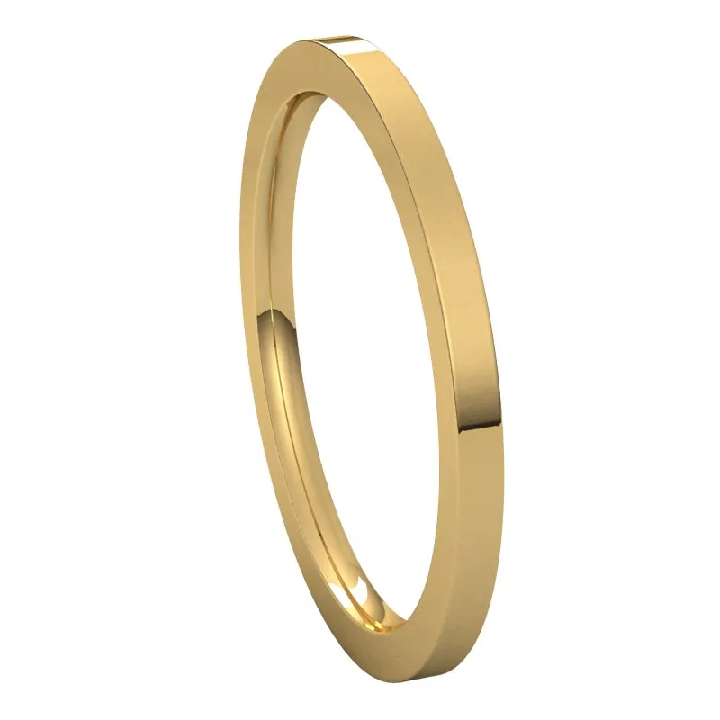 14K Yellow Gold 1.5 mm flat comfort fit Wedding Band