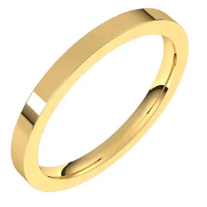 14K Yellow Gold 2 mm flat comfort fit Wedding Band