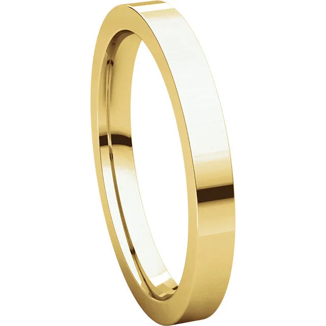 14k Yellow Gold 2.5mm Flat Comfort Fit Band, Size 5.5