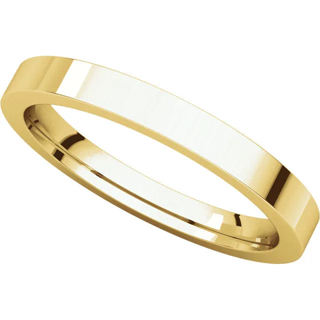 14k Yellow Gold 2.5mm Flat Comfort Fit Band, Size 5.5