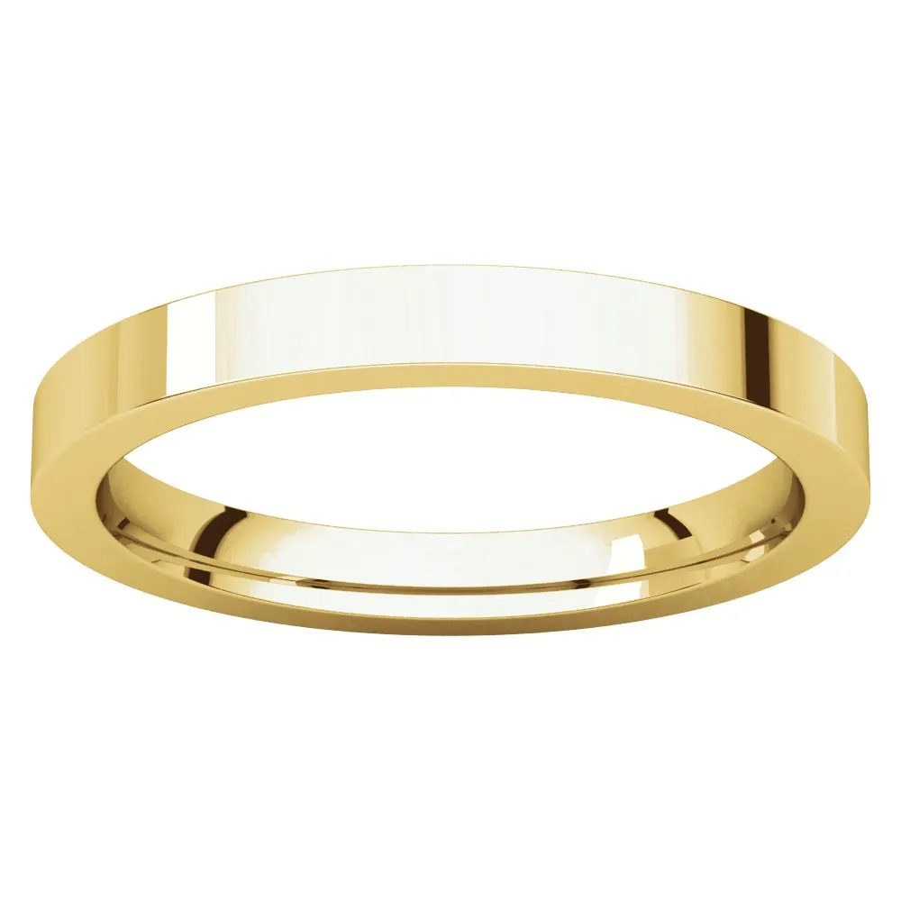 14k Yellow Gold 2.5mm Flat Comfort Fit Band, Size 5.5