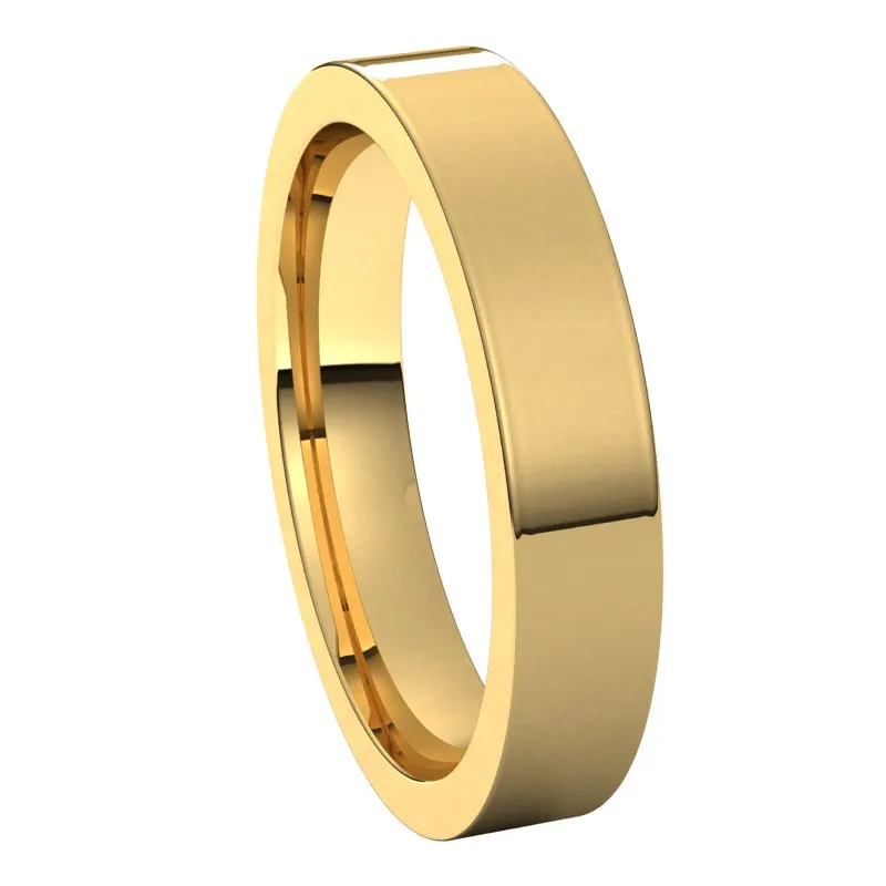 14K Yellow Gold 4 mm flat comfort fit Wedding Band