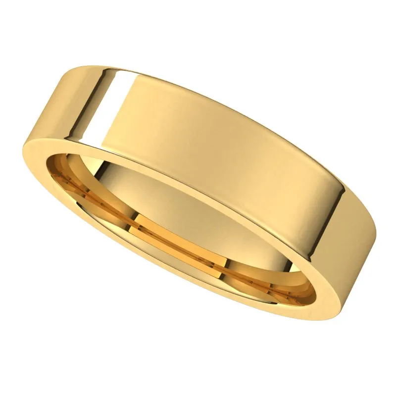 14K Yellow Gold 5 mm flat comfort fit Wedding Band