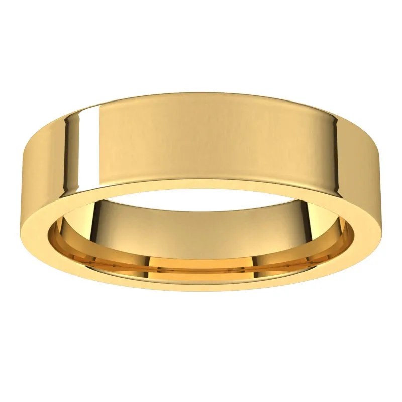 14K Yellow Gold 5 mm flat comfort fit Wedding Band