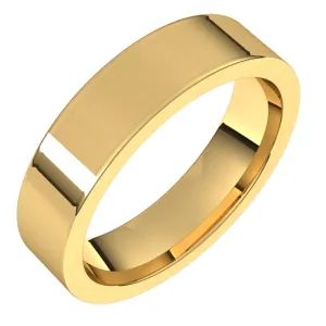 14K Yellow Gold 5 mm flat comfort fit Wedding Band
