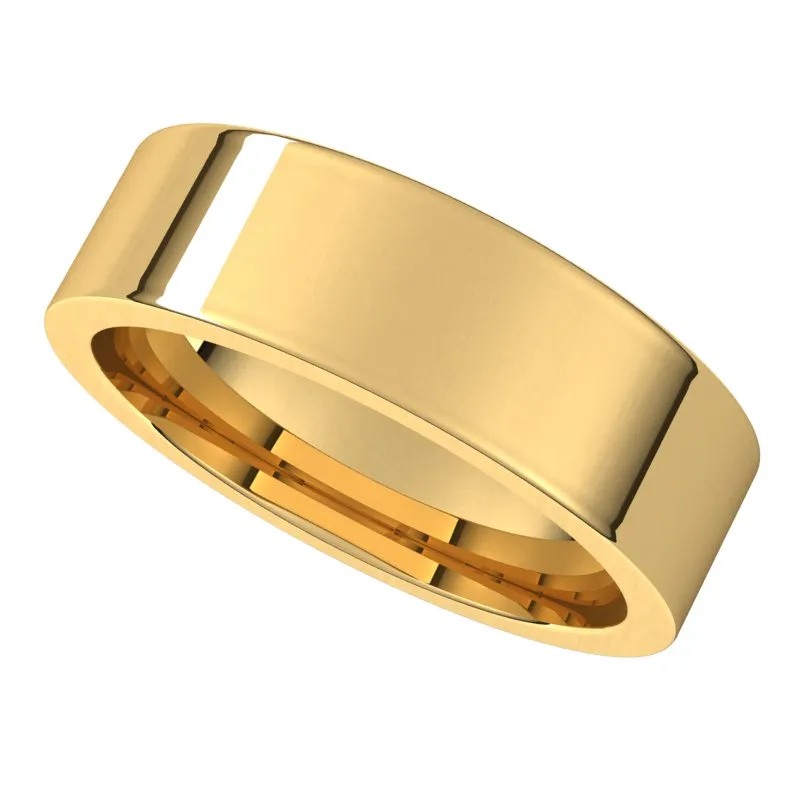 14K Yellow Gold 6 mm flat comfort fit Wedding Band