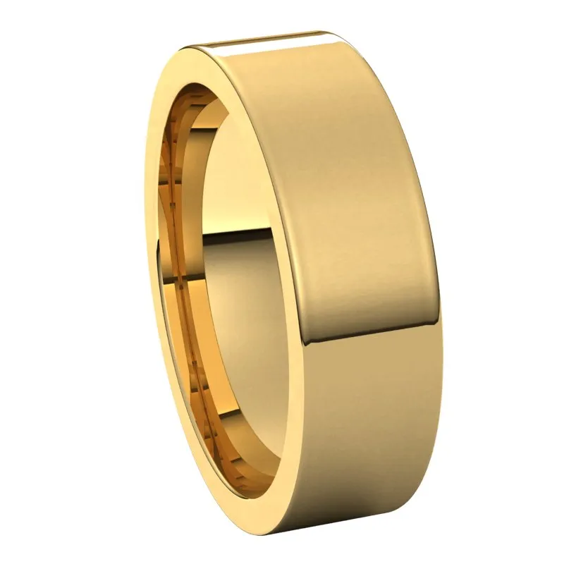 14K Yellow Gold 6 mm flat comfort fit Wedding Band