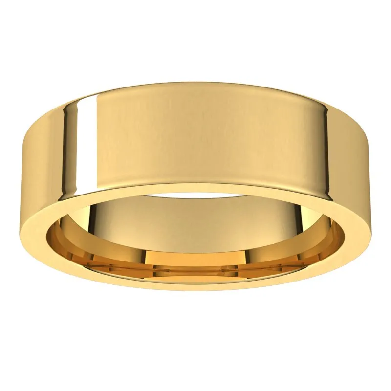 14K Yellow Gold 6 mm flat comfort fit Wedding Band