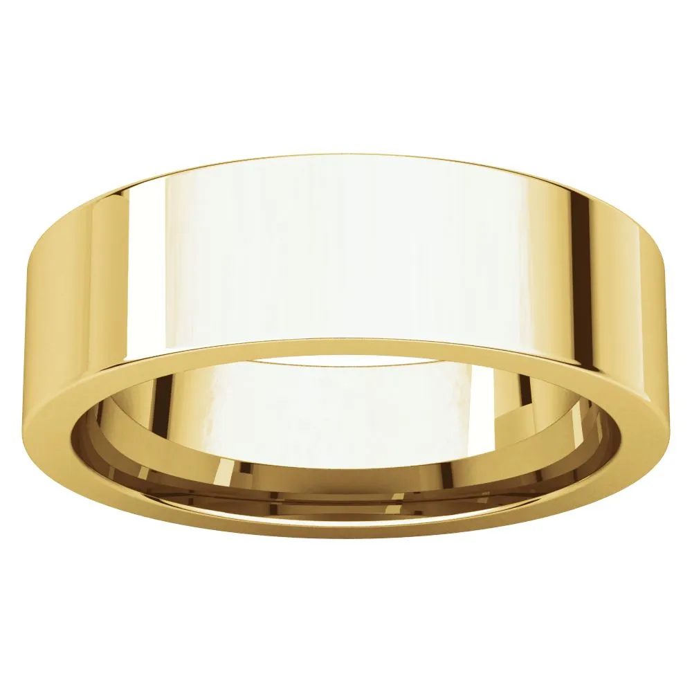 14k Yellow Gold 6mm Flat Comfort Fit Band, Size 10