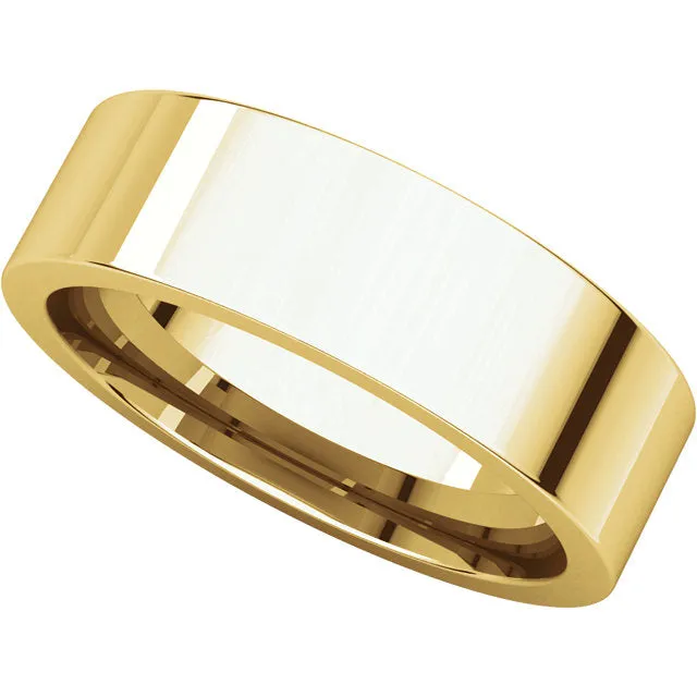 14k Yellow Gold 6mm Flat Comfort Fit Band, Size 10