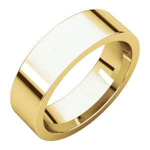 14k Yellow Gold 6mm Flat Comfort Fit Band, Size 10