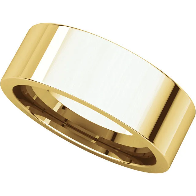 14k Yellow Gold 7mm Flat Comfort Fit Band, Size 9