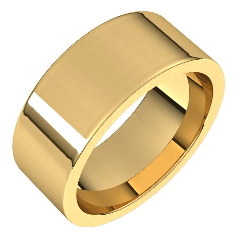 14K Yellow Gold 8 mm flat comfort fit Wedding Band