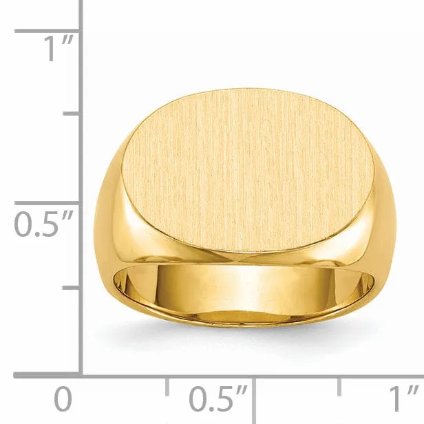 14k Yellow Gold Men's Solid Back Signet Ring