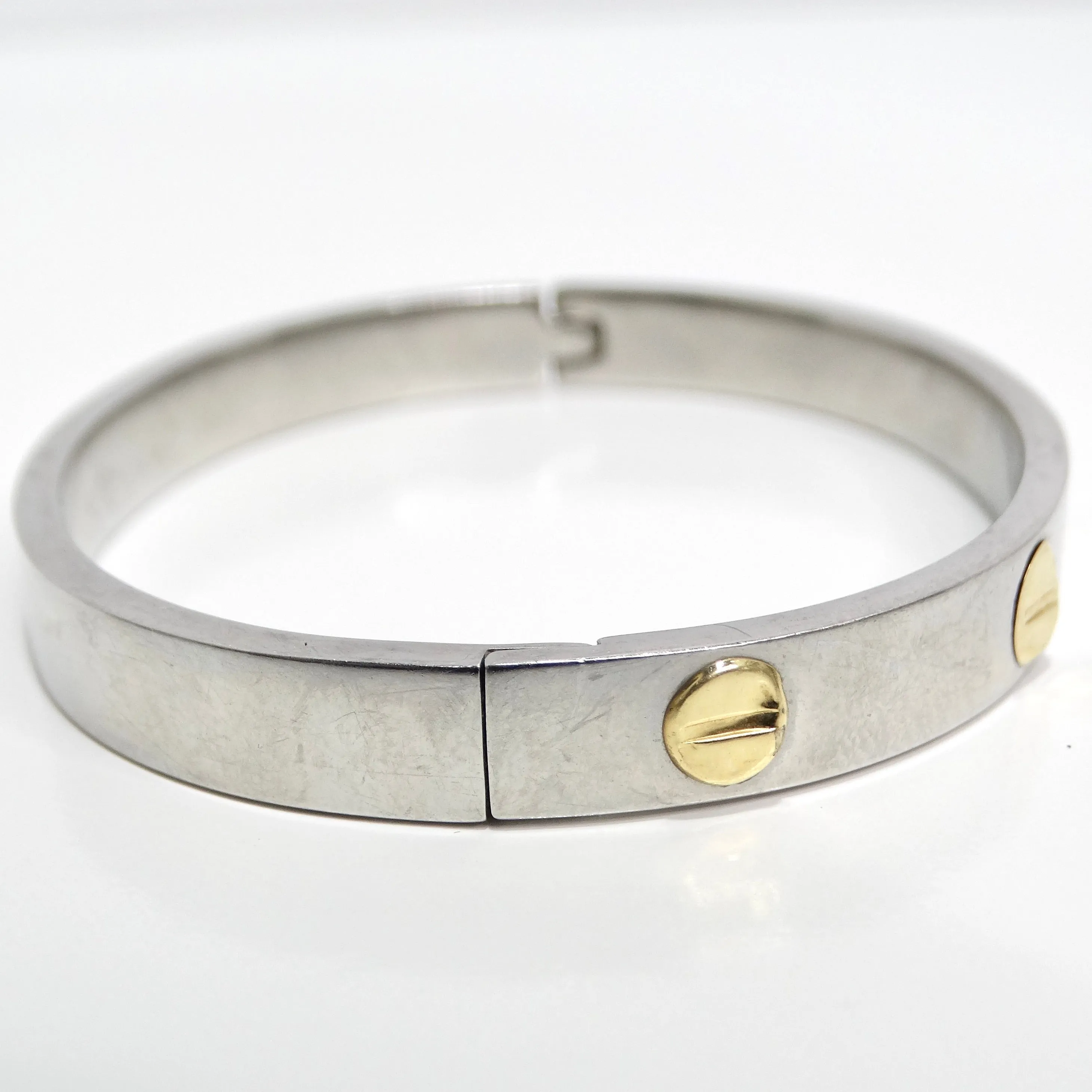 18K Gold Cartier Love Inspired Silver Bracelet