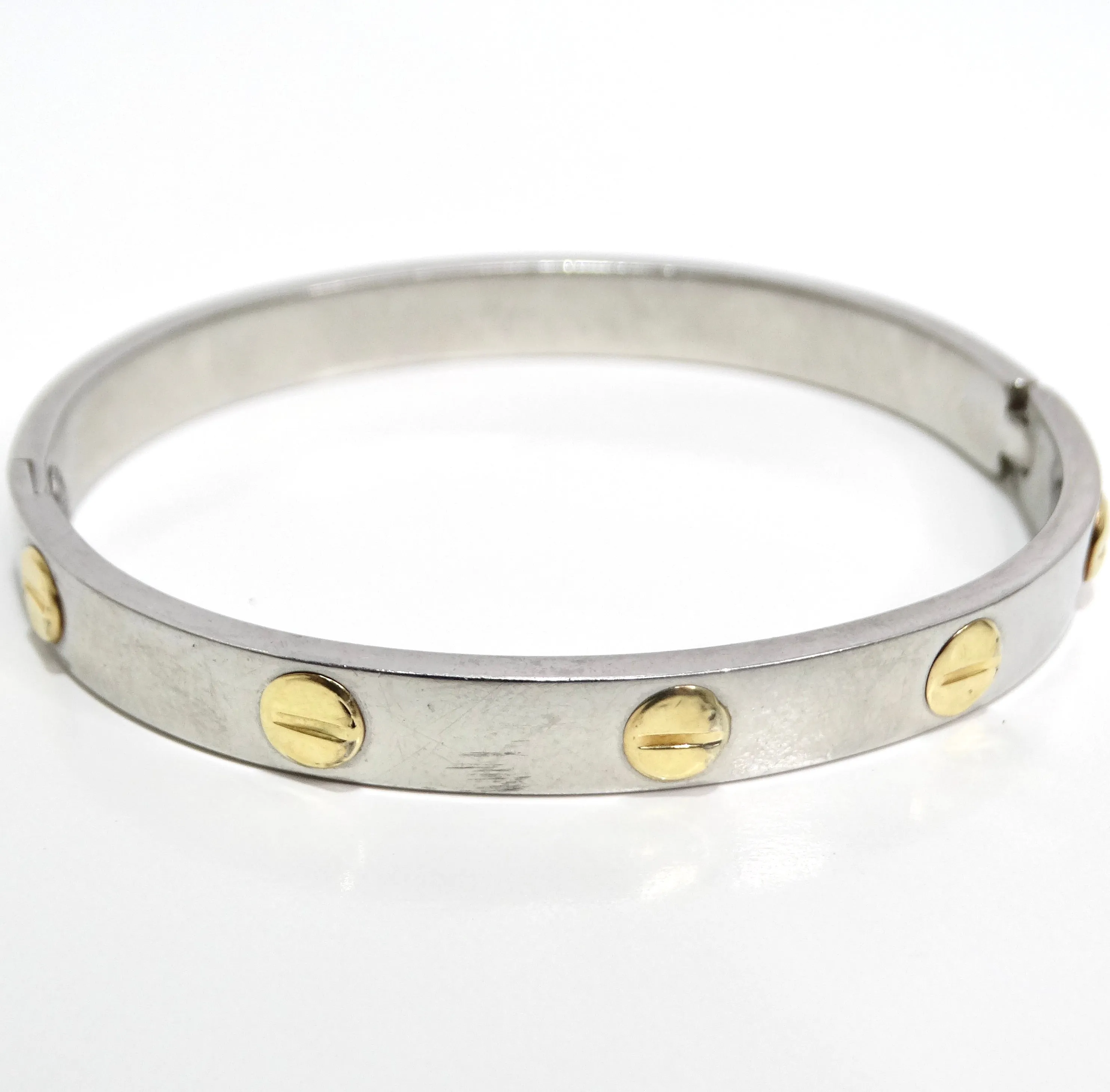 18K Gold Cartier Love Inspired Silver Bracelet