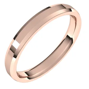 18K Rose 3 mm Beveled Edge Comfort Fit Light Band