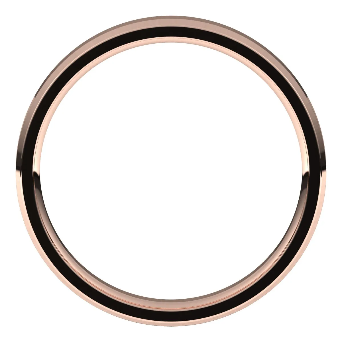 18K Rose 3 mm Beveled Edge Comfort Fit Light Band