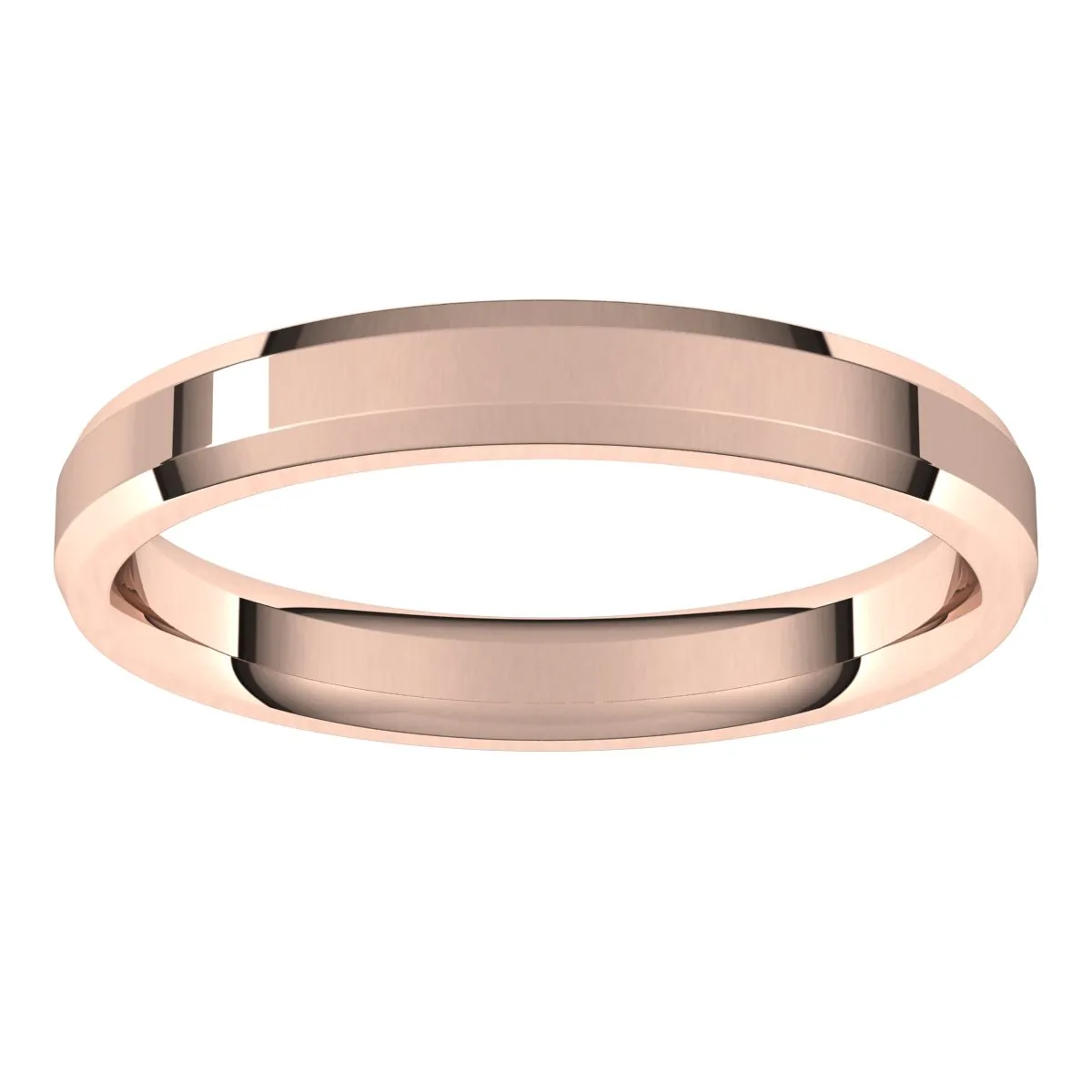 18K Rose 3 mm Beveled Edge Comfort Fit Light Band