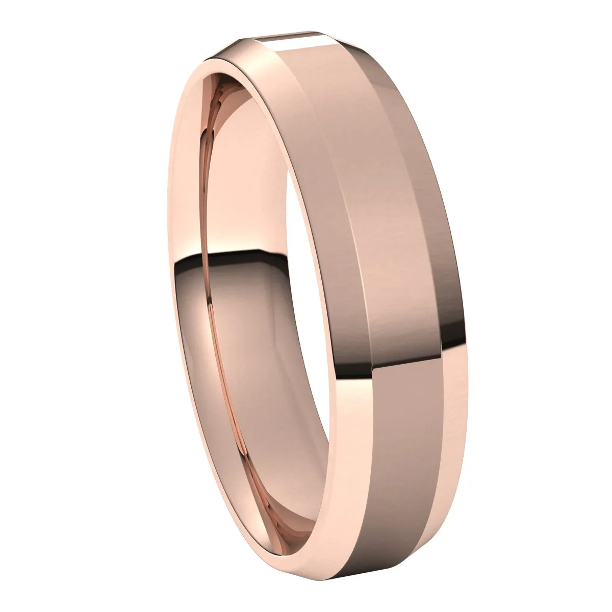 18K Rose 5 mm Beveled Edge Comfort Fit Light Band