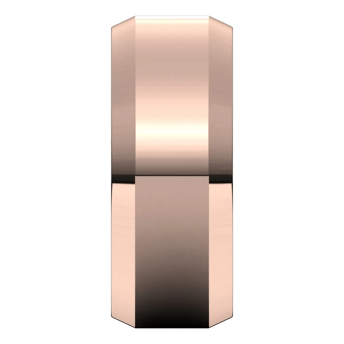 18K Rose 8 mm Beveled Edge Comfort Fit Light Band