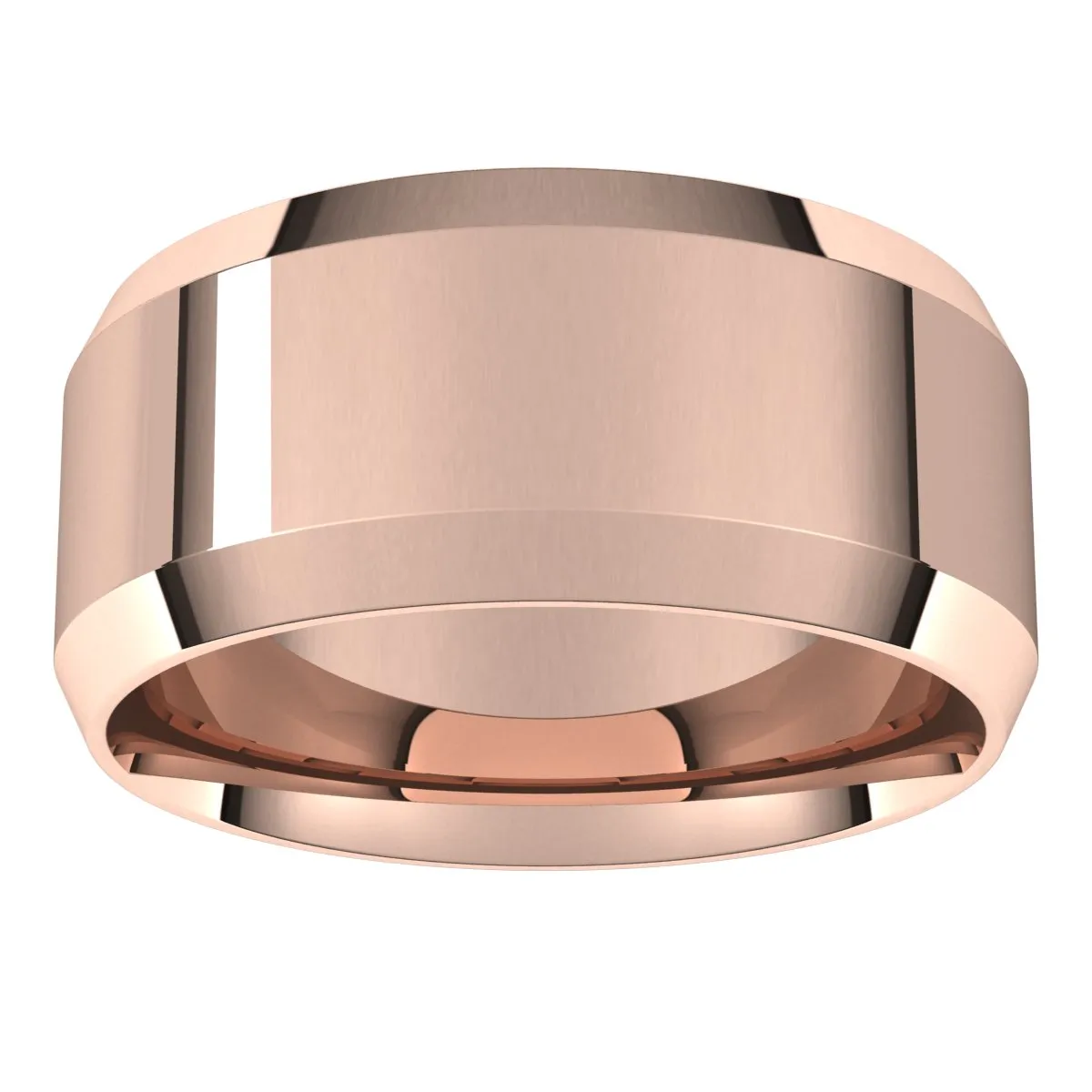 18K Rose 9 mm Beveled Edge Comfort Fit Light Band