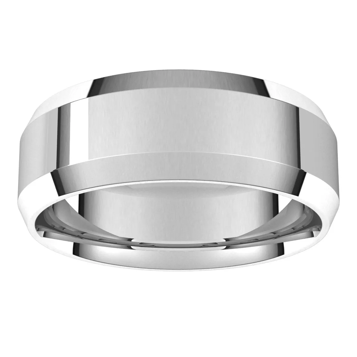 18K White 7 mm Beveled Edge Comfort Fit Light Band