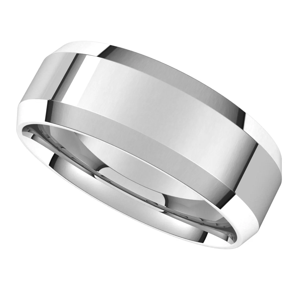 18K White 7 mm Beveled Edge Comfort Fit Light Band