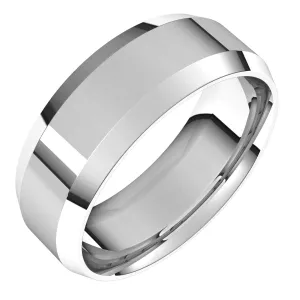 18K White 7 mm Beveled Edge Comfort Fit Light Band
