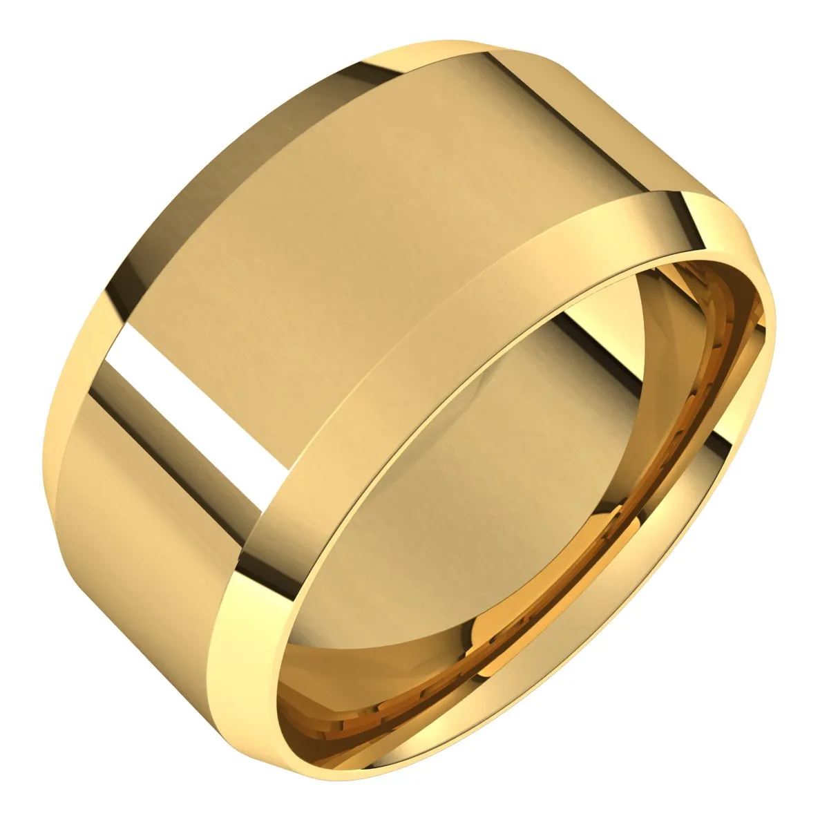 18K Yellow 10 mm Beveled Edge Comfort Fit Light Band